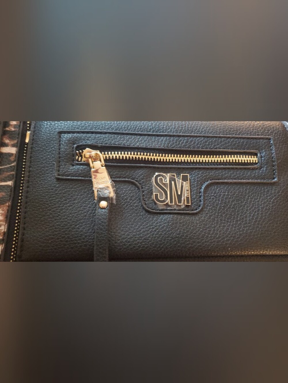 Steve Madden Black Clutch With Leopard Wristlet  NWT - Picture 9 of 9